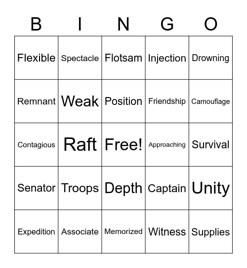 Word BINGO 1 Bingo Card