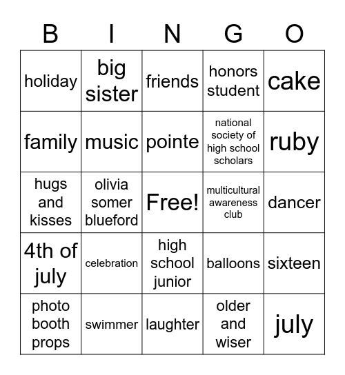 Birthday Bingo! Bingo Card