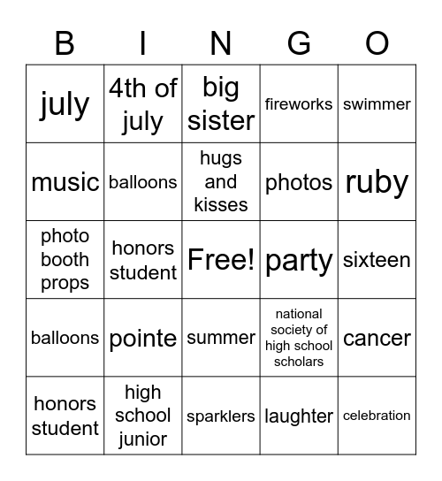 Birthday Bingo! Bingo Card