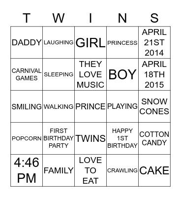 Jordynn and Joseph Bingo Card