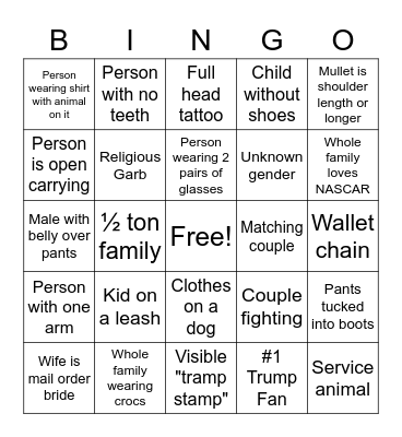 People Watching BINGO Card