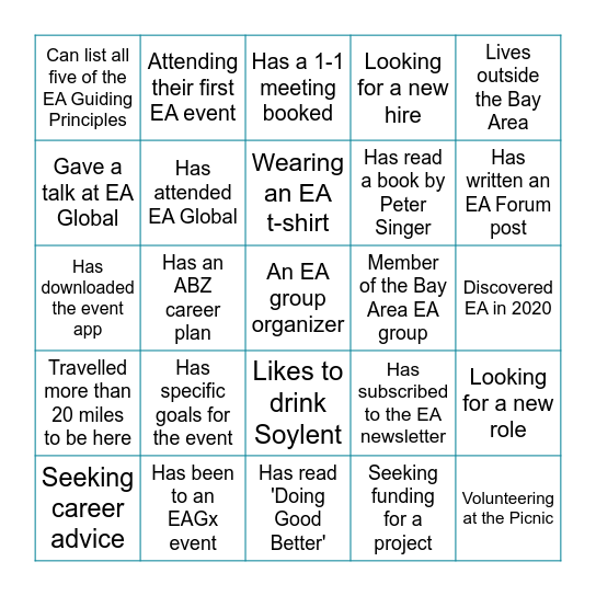 EA Picnic Bingo Card