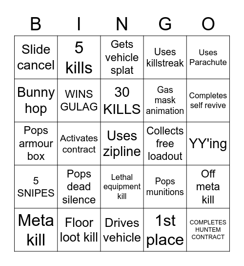 STREAMER Bingo Card