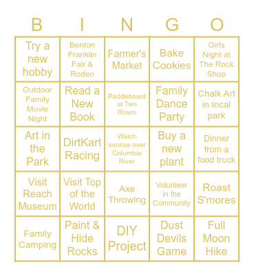 SUMMER 2021 Bingo Card