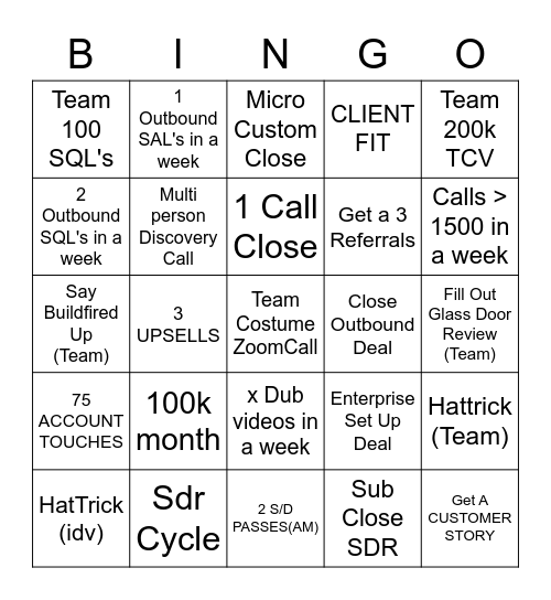 Buildfire Bingo Card