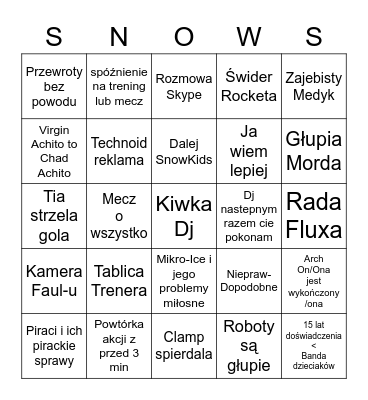 Galatic Football PL Bingo Card