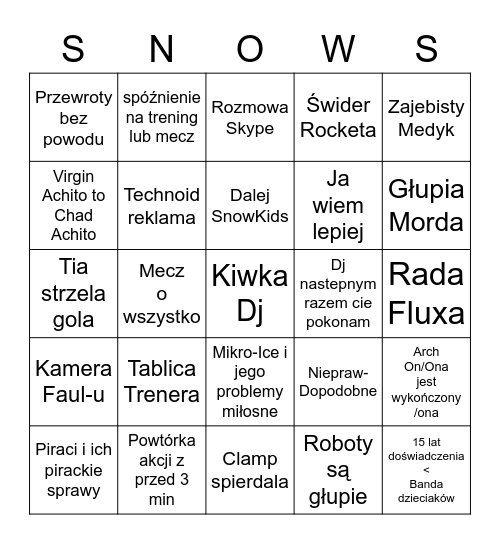 Galatic Football PL Bingo Card