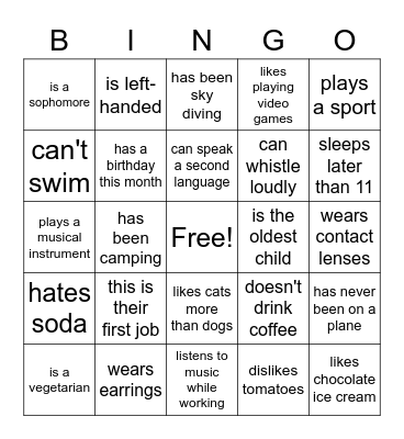 First Day of Work Bingo Card