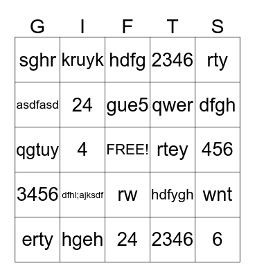 Katelyn's Bridal Gift Bingo Card
