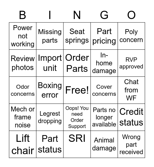 Product Support Bingo! Bingo Card