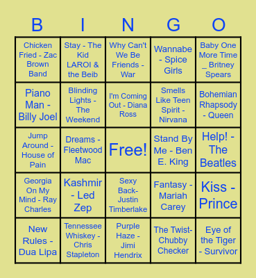 Music Bingo Card