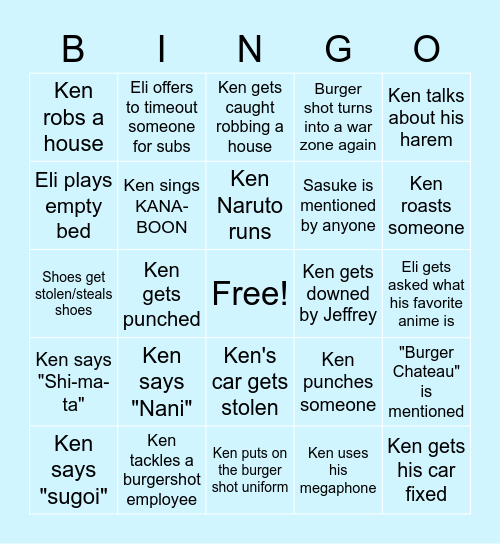 SUBATHON BINGO (KEN EDITION) Bingo Card