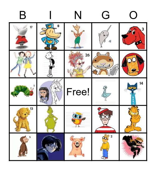 Book Character Bingo Card