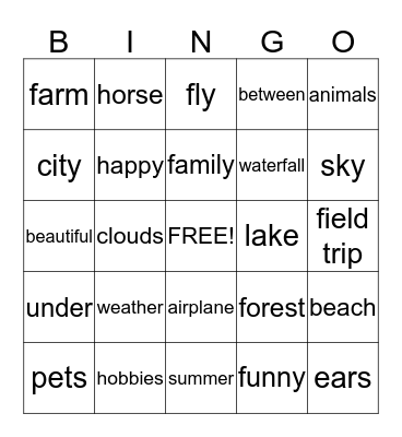 Words! Bingo Card
