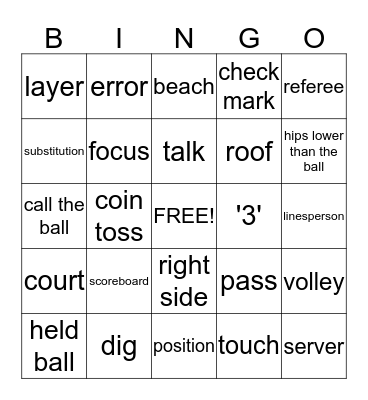 Volleyball One Bingo Card