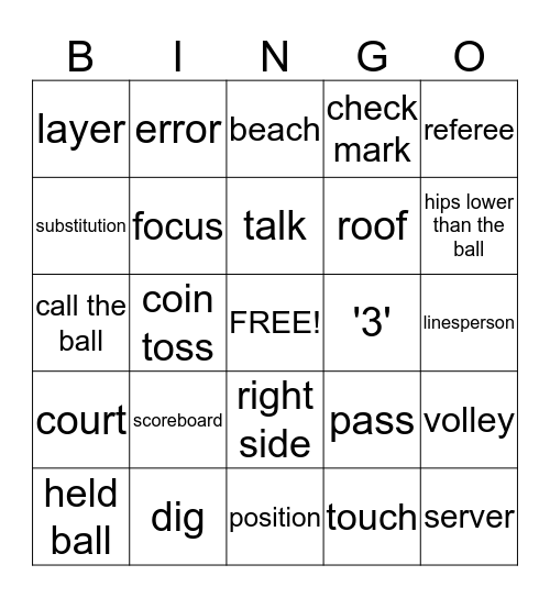 Volleyball One Bingo Card