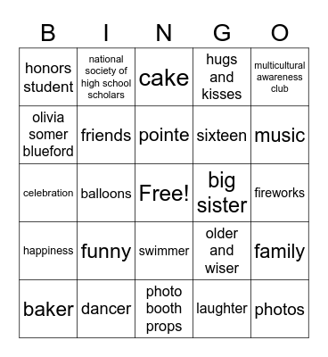 Birthday Bingo! Bingo Card