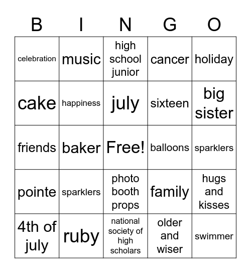 Birthday Bingo! Bingo Card