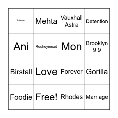Mr & Mrs Nai's Wedding Bingo Card