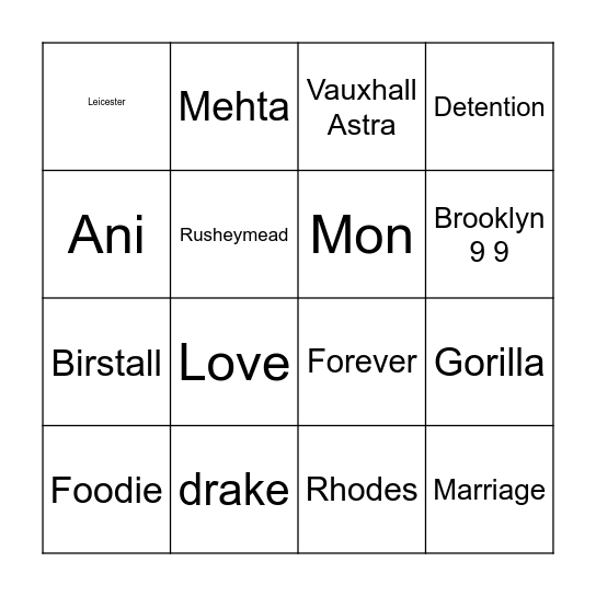 Mr & Mrs Nai's Wedding Bingo Card