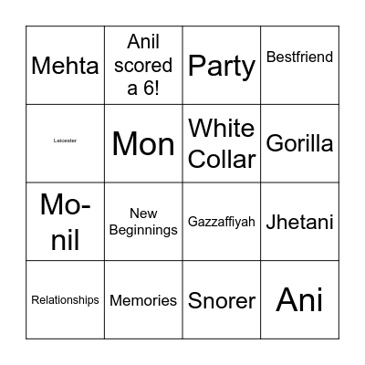 Mr & Mrs Nai's Wedding Bingo Card