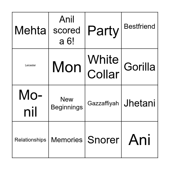 Mr & Mrs Nai's Wedding Bingo Card