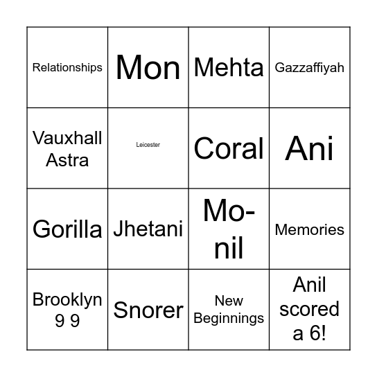 Mr & Mrs Nai's Wedding Bingo Card