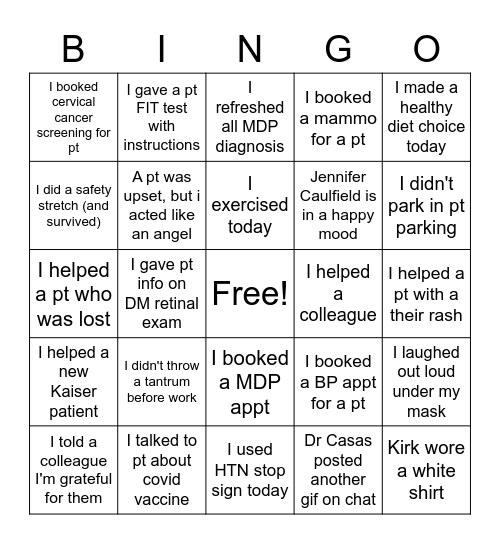 SHA Medicine Bingo Madness Bingo Card