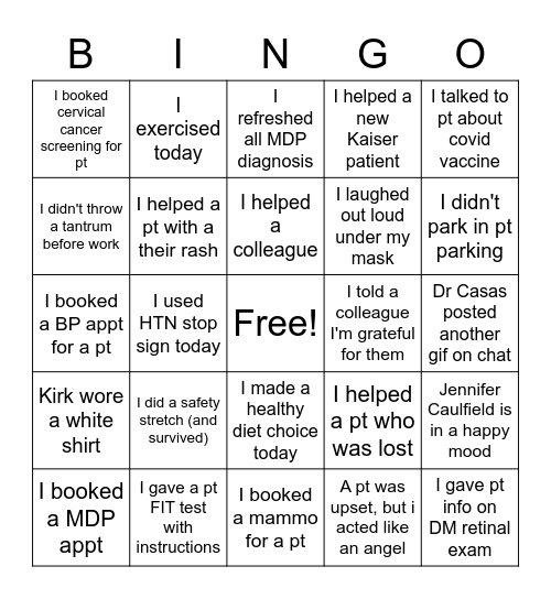 SHA Medicine Bingo Madness Bingo Card