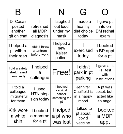 SHA Medicine Bingo Madness Bingo Card