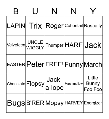 EASTER BINGO Card