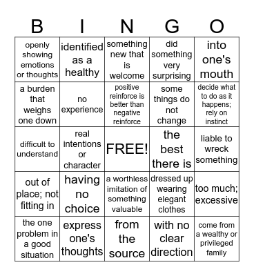 FIGURATIVE LANGUAGE  Bingo Card