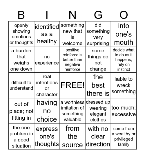FIGURATIVE LANGUAGE  Bingo Card