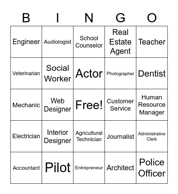 Career Bingo Card