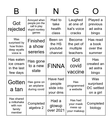 Tesla and Rachel Bingo Card