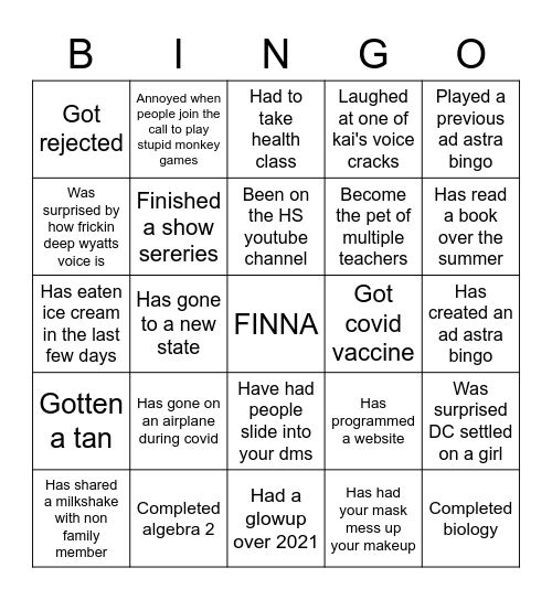 Tesla and Rachel Bingo Card