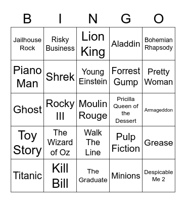 From The Movies Bingo Card