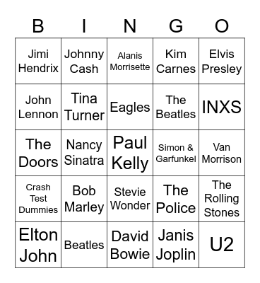Who Sang It Bingo Card