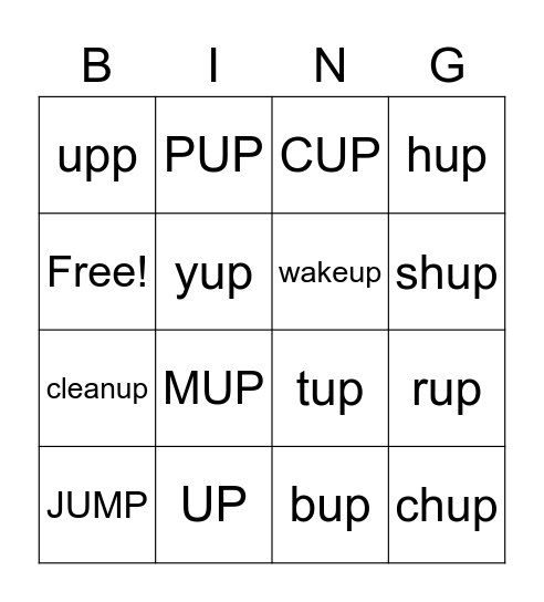 RTHME WORDS-UP Bingo Card