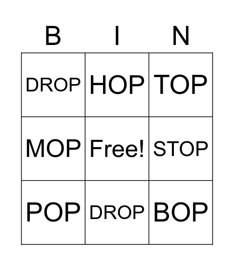 RTHME WORDS -OP Bingo Card