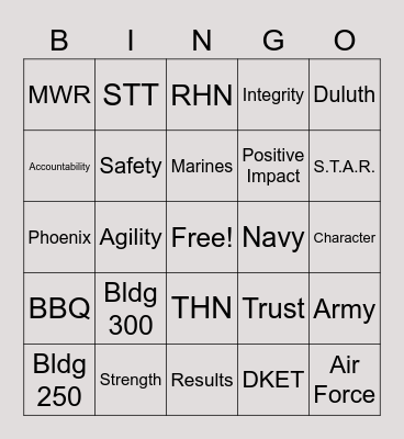 MWR BBQ Bingo Card