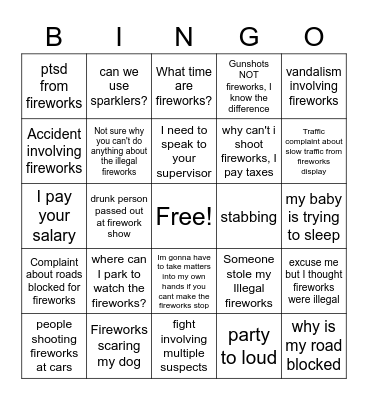 4th of July Dispatch BINGO Card