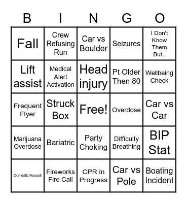 4th of July EMS Bingo Card