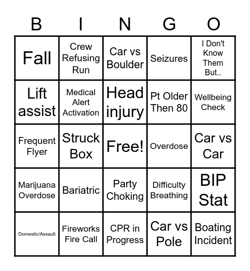 4th of July EMS Bingo Card