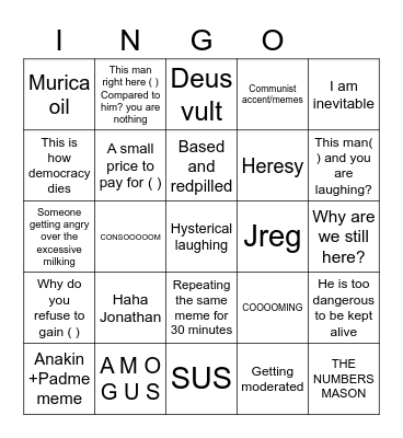 Memes Milked Bingo Card