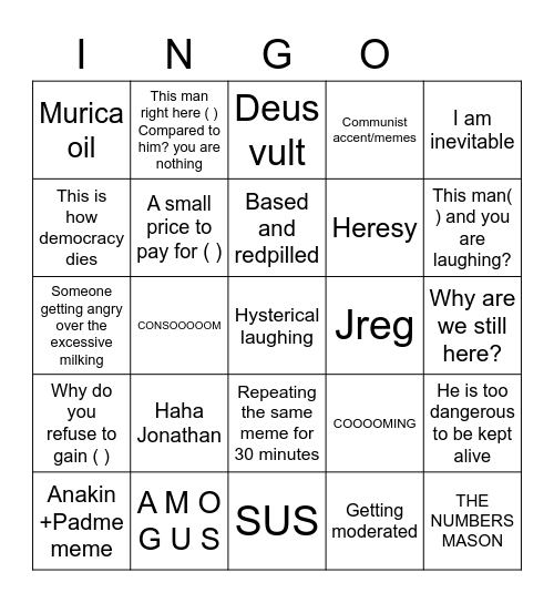 Memes Milked Bingo Card