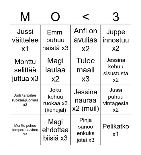 HELLOU Bingo Card