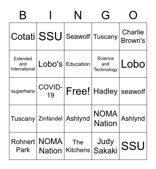 SSU Bingo Card