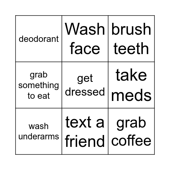 this moning Bingo Card