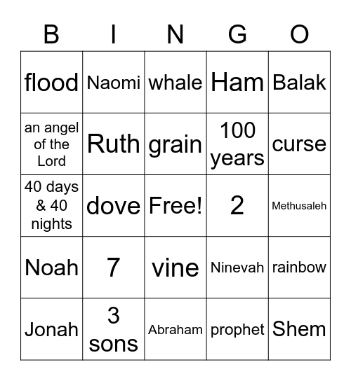 Lesson #6 Bingo Card